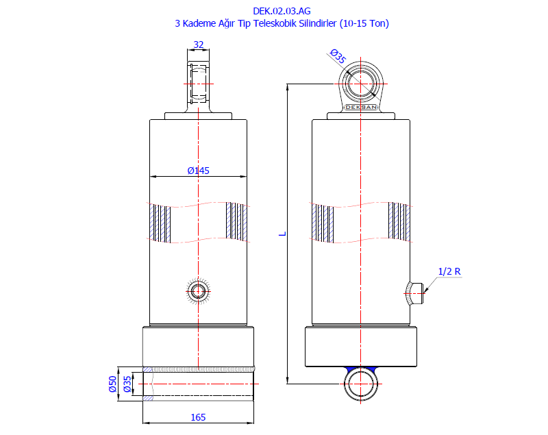 3 Kademe Ağır Tip Teleskobik Silindirler (10-15 Ton)